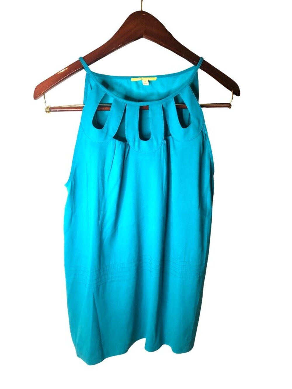 GIANNI BINI -WOMENS HOLTER OPEN FRONT KEY-HOLES TEAL TOP SIZE MEDIUM